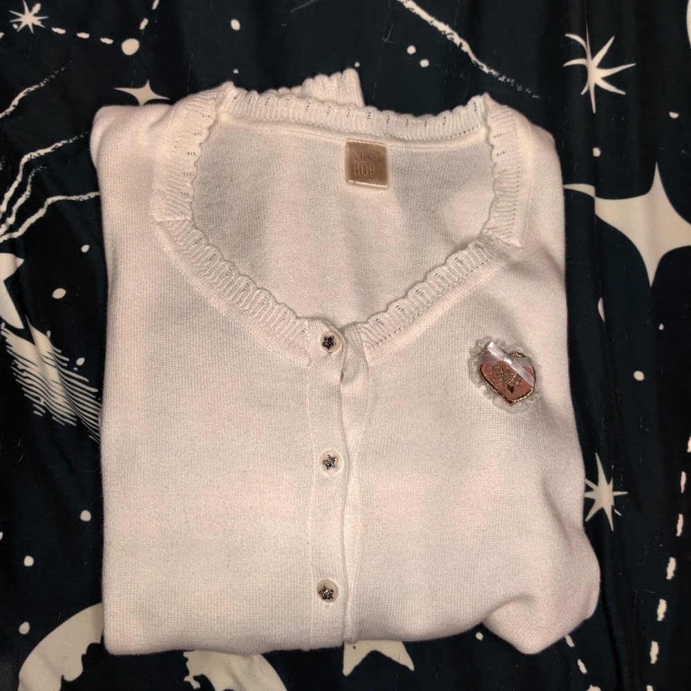 Off White Button-Up Women Sweater Secret Honey XS